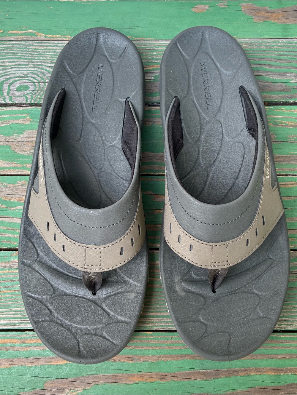 Merrell Mens Huntington Sport Flip Sandals Boulder Sz 9 Shoes